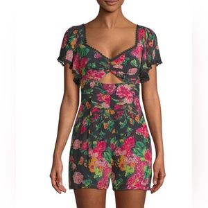 BCBGMaxAzria Floral Twist-Front Romper